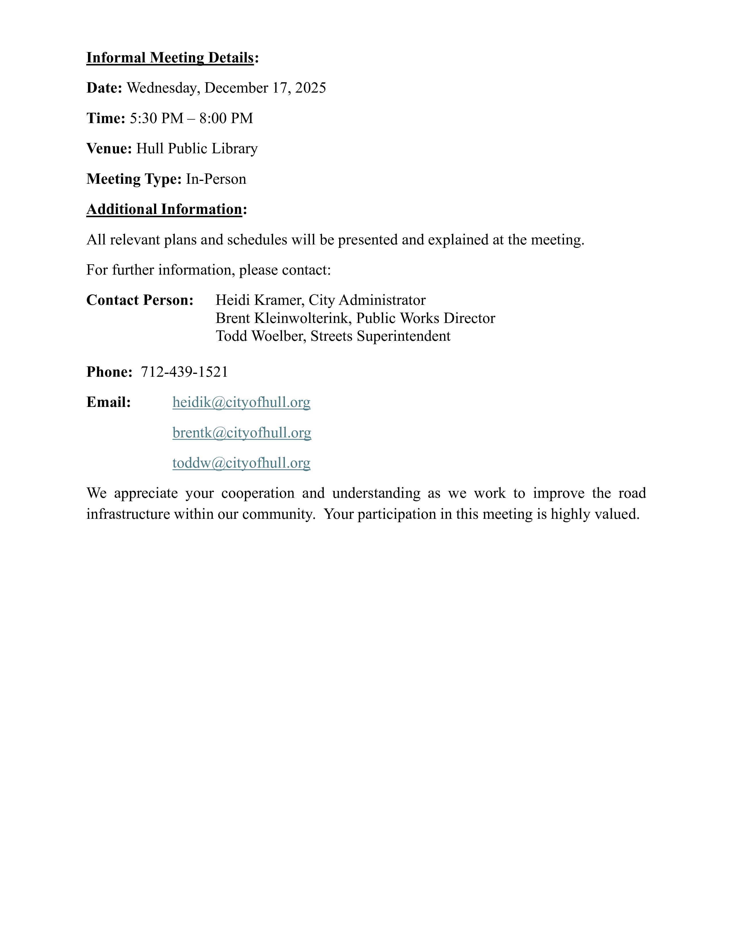 Informational letter